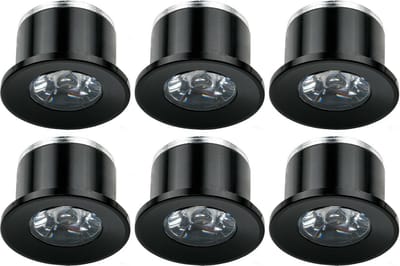LED Veranda Spot Verlichting 6 Pack - Velvalux - 1W - Natuurlijk Wit 4000K - Inbouw - Dimbaar - Rond - Mat Zwart - Aluminium - Ø31mm