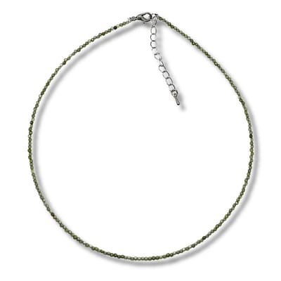 Collier -Natuurstenen groene zirkonia - 40 - 45 cm lang - 2 mm dik