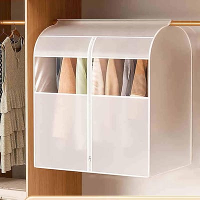 KZQ Volledig Afsluitbare Hangende Kledinghoes Met Transparant Pvc Venster Voor Jas Mantel En Pak 80x60x90 Cm