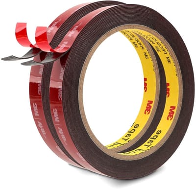 3M Double Sided Adhesive Tape, 12.5 mm x 4.7 m, Black, 2 Rolls, 0.6 mm Thick 5925 Foam Tape, Heavy Duty for Car - ShopVlot