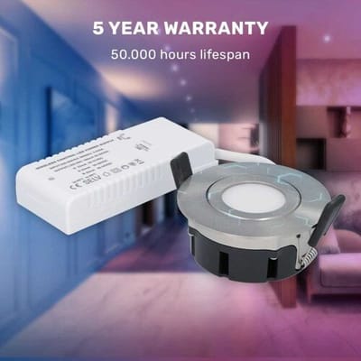 Hoftronic Smart Napels - LED inbouwspot Smart - WIFI + Bluetooth - RGBWW (16 miljoen kleuren) - RVS - IP44 waterdicht - 8 Watt 600 Lumen - Dimbaar en Kantelbaar - Rond Ø 85 mm - Bedienbaar via Hoftronic Smart® App en smart assistent