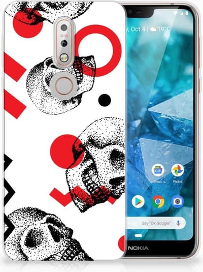 Silicone Back Case Nokia 7.1 Skull Red