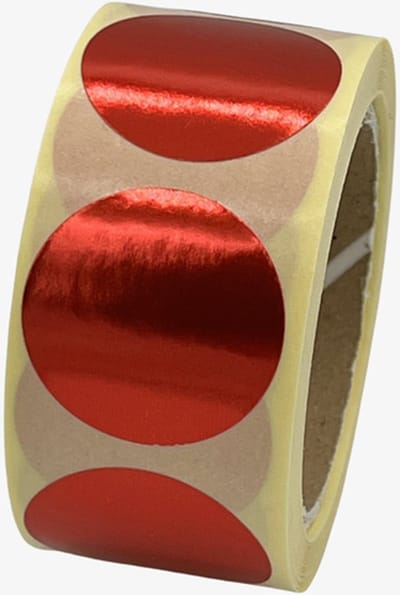 Rode Sluitsticker - 250 Stuks - rond 25mm - hoogglans - metallic - sluitzegel - sluitetiket - chique inpakken - cadeau - gift - trouwkaart - geboortekaart - kerst