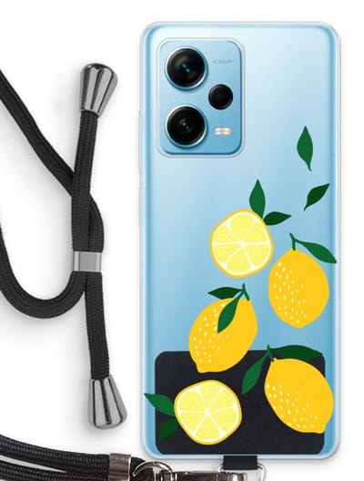 Case Company® - Hoesje met koord geschikt voor Xiaomi Redmi Note 12 Pro Plus hoesje met Koord - You're my lemon - Telefoonhoesje met Zwart Koord - Bescherming aan alle Kanten en Over de Schermrand