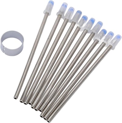 10 Stuks 0.5mm Ultrafijne Balpen Navullingen, Metaal Oliegebaseerde Navullingen voor Multifunctionele Pennen, Inclusief Pincet en Geschikt voor Diverse Pennen