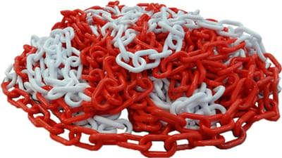 Technosafety Afzetketting 22M - Rood/Wit - Ketting voor afzetpalen - Signalisatieketting - Afzetpalen - Afzetlint -