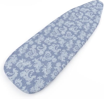 Xo strijkplankhoes met 4 mm dikke vilten vulling, blauw chambray, geschikt voor standaard strijkplanken (125x46 cm), elastische pasvorm, warmte reflecterend, beschermend voor stoomstrijkijzers.
