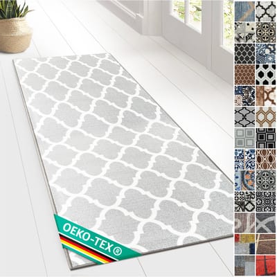 FLOORDIREKT Tapijtloper Navan - Met Patroon - Op Maat gemaakte Fijne Lus Tapijtloper Voor Keuken, Hal & Woonkamer - 80 x 100 cm