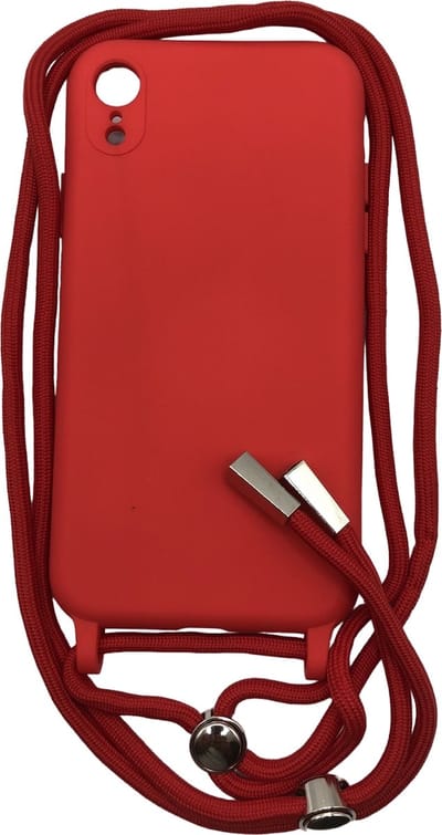Siliconen Camera/Lens Bescherming Back cover hoesje met Koord - Geschikt voor iPhone XR - Rood