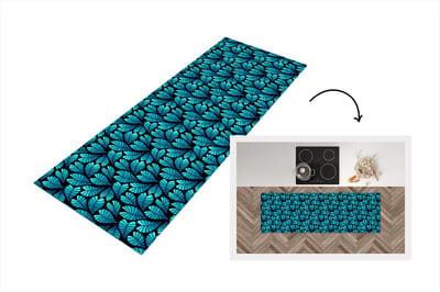 Keukenloper - Loper keuken - Jungle - Blauw - Blad - Planten - Patroon - 150x50 cm - Keukenloper vinyl