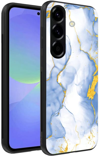 Smartphonica Telefoonhoesje Geschikt voor Samsung Galaxy A36 met Lichtblauw Goud Marmer Opdruk - TPU Backcover Case Lightblue Gold Marble Design geschikt voor Samsung Galaxy A36