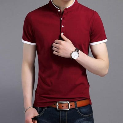 Kortemouw T-shirt Heren Zomer Nieuw Opstaande Kraag Poloshirt Heren Halve Mouw Onderhemd XXXXL beige
