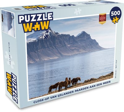 Puzzel Close-up van IJslander paarden aan een meer - Legpuzzel - Puzzel 500 stukjes