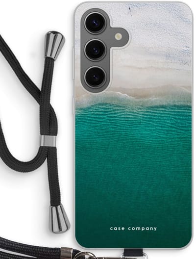 Case Company® - Hoesje met koord geschikt voor Samsung Galaxy S24 hoesje met Koord - Stranded - Telefoonhoesje met Zwart Koord - Bescherming aan alle Kanten en Over de Schermrand