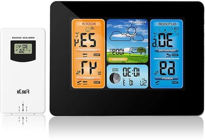 Weerstation Klok - Digitale Voorspeller - Weersvoorspelling Thuis - Kleurgevoelig Display - Rechthoekig - Zwart