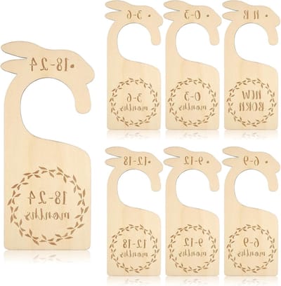 Set van 7 baby maat separators voor kledingorganisatie, beige kleur, ideaal voor opbergoplossingen