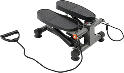 Mini Stepper - Fitnessapparaat - Thuis Trainen - Met Oefentouwen - 120 kg Belastbaar - Zwart