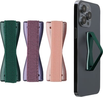 kwmobile vingerhouder voor smartphone - Vingergreep voor telefoon - Zelfklevende finger holder - Set van 3 - In metallic petrol / metallic braam / metallic roségoud