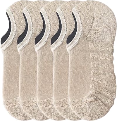 5 Paar Enkelsokken van Katoen – Lage Sokken, Ademend, Antislip & Comfortabel voor Dames en Heren-Beige