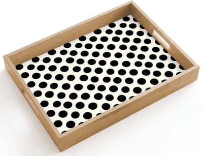 Dienblad hout 40x30 cm - Schootdienblad - Klassiek - Stippen - Zwart - Borrelplank rechthoek - Plateau dienbladen