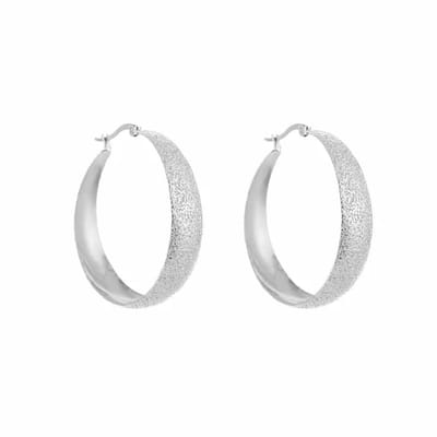 Bijoutheek Oorringen Hoop Sandblasted Zilver