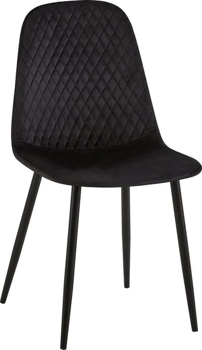 CLP Giverny Eetkamerstoel - Zonder armleuning - Metaal frame - zwart Fluweel