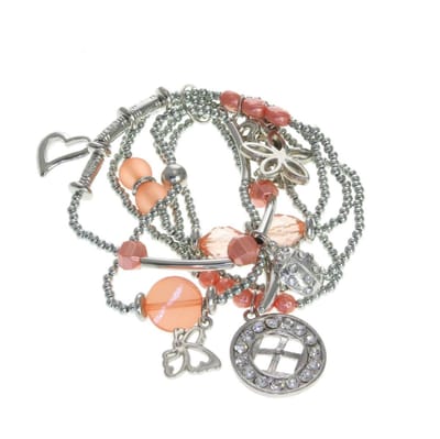 Behave - Bedelarmband oranje kralen speels detail - 16 cm