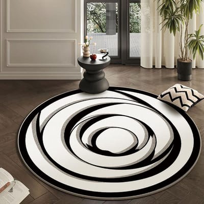 Luxe Woonkamer Decoratie Tapijt Dikke Pluche Vloerkleden voor Slaapkamer Huis Rond Antislip Vloermat Pluizig Zacht Garderobekleed 80x80CM white