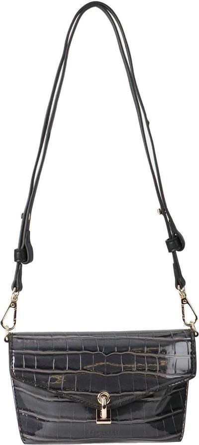 SEIDENFELT MANUFAKTUR Schoudertas Gordeltas Tuuli Crossbody Antracite / Gold Antraciet