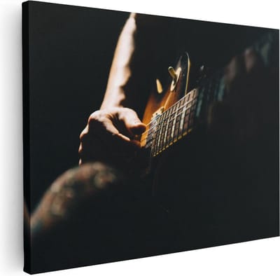 Artaza Canvas Schilderij Muziek - 40x30 cm - Klein - Wanddecoratie Gitaar - Muurdecoratie Mannen - Kamer Accessoires