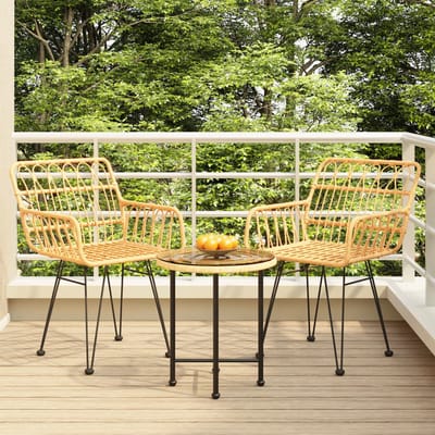vidaXL - 3-delige - Tuinset - poly - rattan