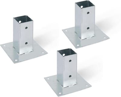 GAH-Alberts 211875 211608 Screw Sleeve for Round or Square Wooden Posts | Hot Dipped Galvanized 61 x 61 mm | Set of 3