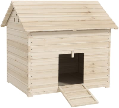 Eendenhuis met Openklapbaar Kanteldak - Pluimveehok met Verhoogde Vloer & Ramp aan Voordeur - Eendenstal van Grenenhout - 100 x 82,5 x 91 cm - Geschikt voor 2-4 Eenden
