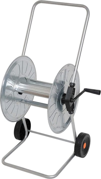 Slanghaspel Verzinkt - Slangenwagen Trolley - Tuinslang Opbergen - Met Wieltjes - 80 m - 1/2 - Grijs