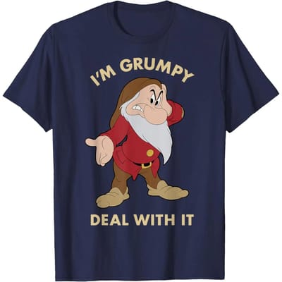 T-shirt Portrait Disney Blanche-Neige Je Suis Grincheux Assume S bleu marine