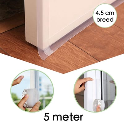 Tochtstrips voor Deur en Raam Zelfklevend 5 Meter x 4,5 cm - Bespaar Energie & Geld door Tochtstrip – Tochtwering Strips – Isolatiemateriaal– Geschikt voor bijna alle Deuren & Ramen – Deur Strip – Sealing Strip – Tocht Strip – Tochtstopper