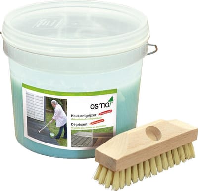 Osmo Power-Gel Houtontgrijzer met Borstel - 2.5 Liter  Ontgrijzer Douglas hout & Hardhout | Ontgrijzer voor al het Buitenhout | Teak Reiniger