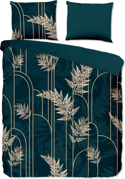 Pure dekbedovertrek gouden bladeren - Lits jumeaux 240x200/220 cm - Groen - Microvezel