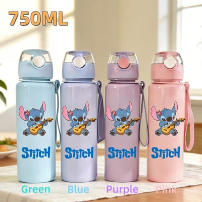 Schattige En Charmante Stitch Waterfles 800ml Kinderen 304 roestvrij staal thermosbeker Meisjes Jongens Sportbeker School Kantoor Bijlage Cadeau Blue white