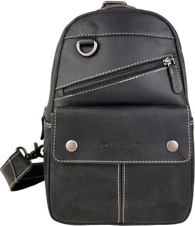 Zwart Leren Slingbag - Anti-Diefstal Crossbody Tas Heren & Dames - Leren Crossbody Bag Zwart - Arrigo K67