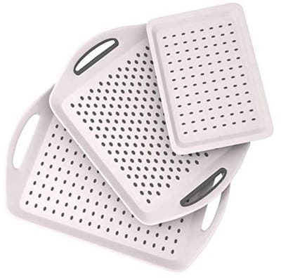3 Stuks Anti-Slip Voedseldienbladen met Handgrepen - Ideaal voor Diner, Ontbijt en Snacks