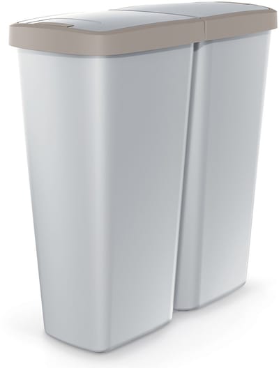 Keden Duo Prullenbak - 50L Dubbel Deksel 55x25x57cm - Grijs Beige