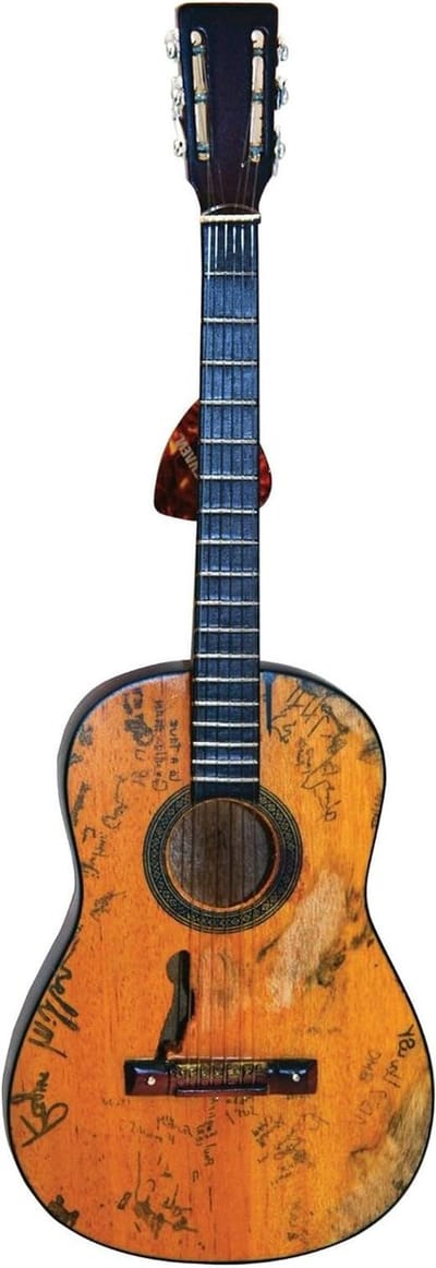 Miniatuur Gitaar - Decoratief Instrument - Verzamelaars Display - Gedetailleerde Replica - 10 Inch Mensuur - Natuurlijk Hout