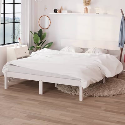 vidaXL - Bedframe - massief - grenenhout - wit - 160x200 - cm