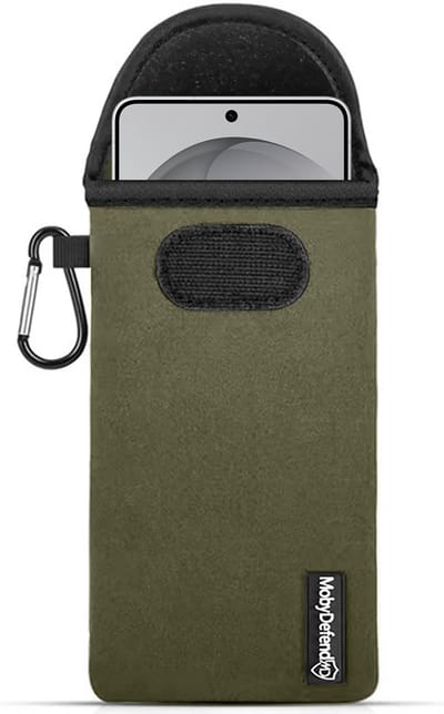 MobyDefend Hoesje - Geschikt voor Samsung Galaxy S26 Ultra - Neopreen Pouch Met Karabijnhaak - Insteek - Riemlus - Groen