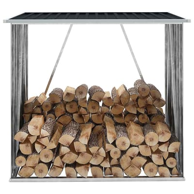 vidaXL - Haardhoutschuur - 163x83x154 - cm - gegalvaniseerd - staal - antraciet