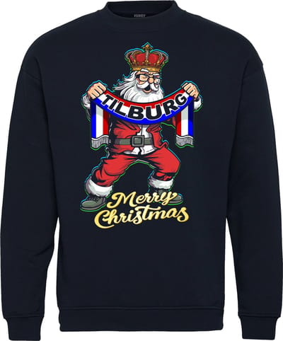 Kersttrui Kerstman Tilburg | Foute Kersttrui Dames Heren | Kerstcadeau | Tilburg supporter | Navy | maat XS