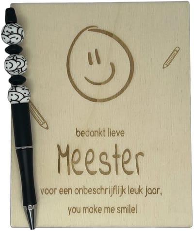 Kralenpen MEESTER | zwart | smiley | jij bent de beste | coolste meester | topjuf | einde schooljaar | cadeau | cadeautje juf | cadeautje meester | meester