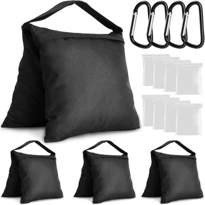 Zandzakken Set - Gewichtzakken Stabiliteit - Fotografie Studio - Versterkt Oxford Materiaal - 58.5 x 27 cm - Zwart