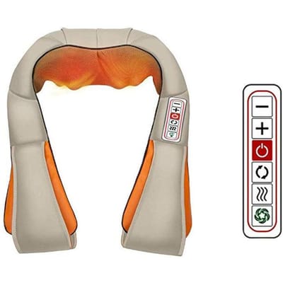 Kneed Sjaalkraag Voertuig Thuis Masseerapparaat Nek Schouder Taille Hele Lichaam Kneden en Kneden Massage Sjaal Massagestoel Thuis oranje